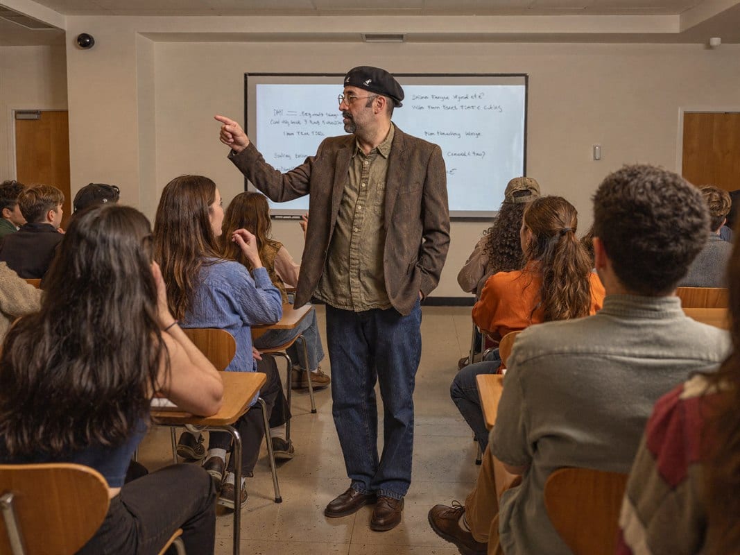 Jon Wolf leading a workshop in front of a class